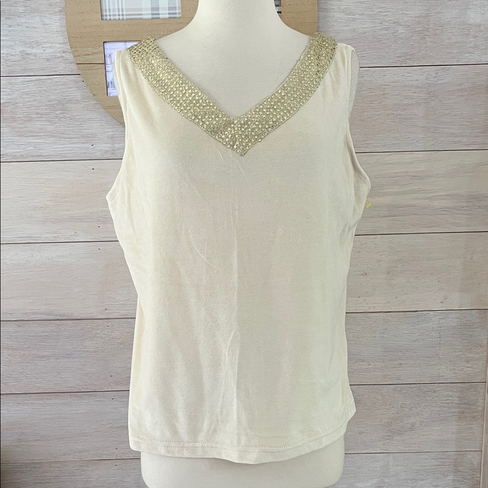 Kaktus Cream Tank Top with Gold Detailing XL
